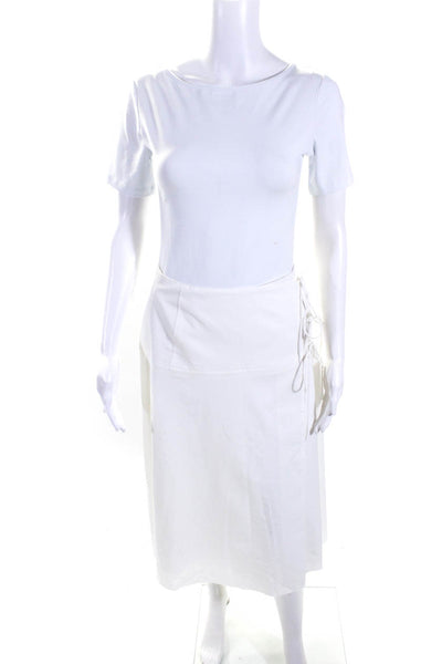 Modern Citizen Women's Tie Waist Wrap Lined Midi Skirt White Size M