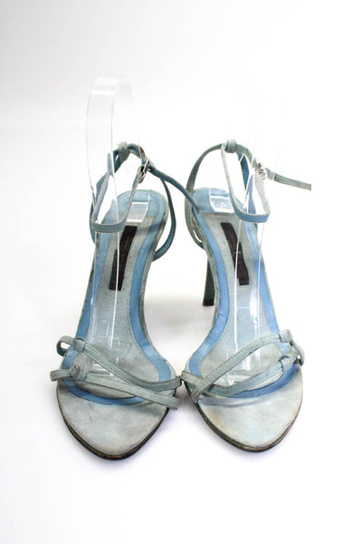 Narciso Rodriguez Womens Suede Open Toe Ankle Strap High Heels Blue Size 6.5