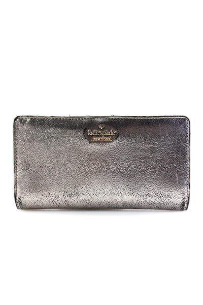 Kate Spade Women's Snaps Closure Bifold Leather Card Wallet Silver Size M