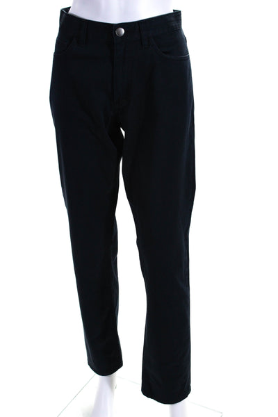 Theory Womens Cotton Buttoned Zipped Straight Leg Casual Pants Navy Size EUR30
