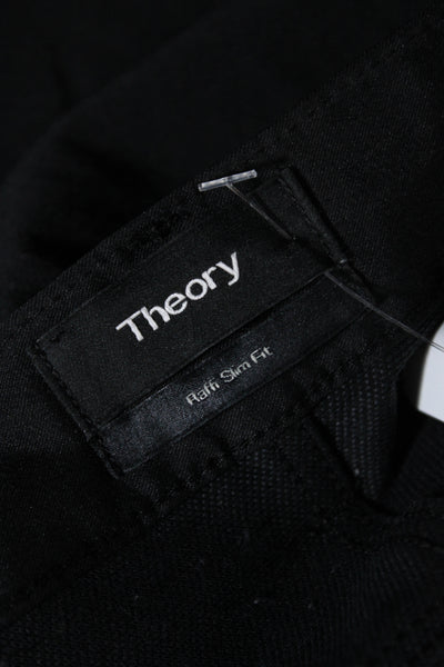 Theory Mens Flat Front Buttoned Zipped Straight Leg Dress Pants Black Size EUR30