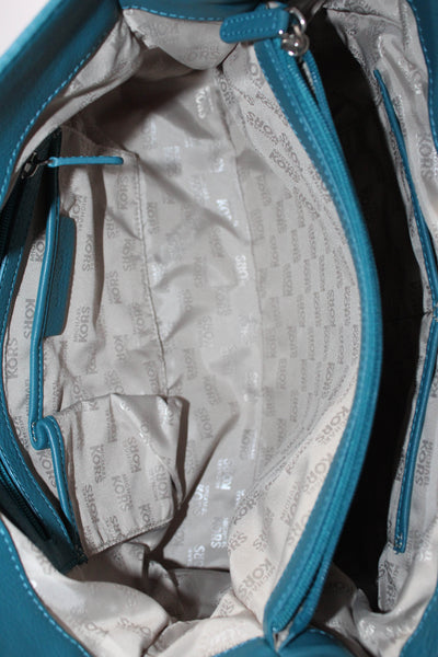 Michael Kors Womens Leather Silver Tone Chain Strap Shoulder Bag Blue Size L