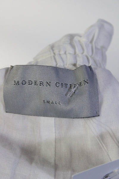Modern Citizen Women's Cinch Waist Pockets Cotton Short White Size S