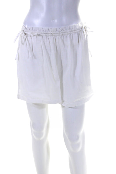 Modern Citizen Women's Cinch Waist Pockets Cotton Short White Size S