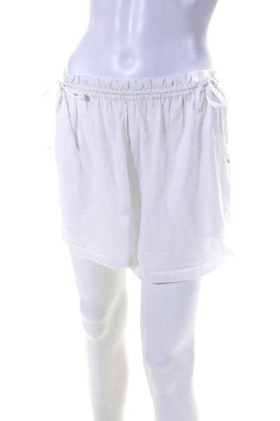 Modern Citizen Women's Cinch Waist Pockets Cotton Short White Size S