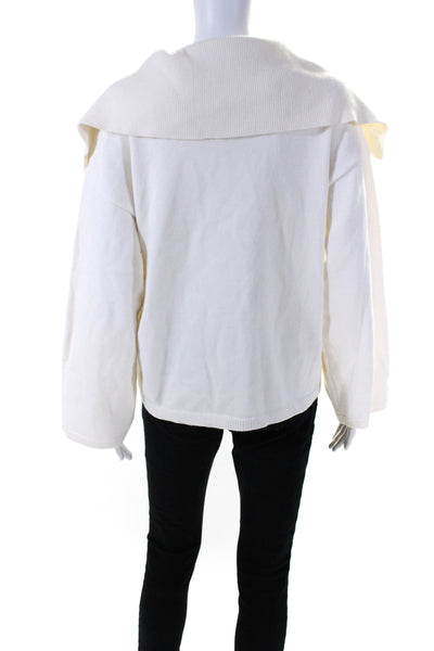 Modern Citizen Womens Collared Long Sleeves V-Neck Pullover Sweater Cream Size M