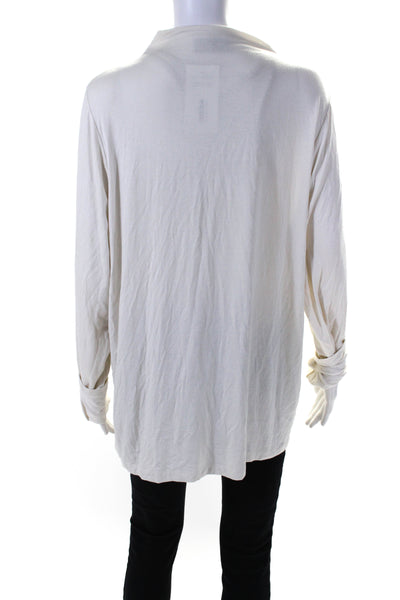 Modern Citizen Womens Collared Long Sleeves V-Neck Pullover Sweater Cream Size M