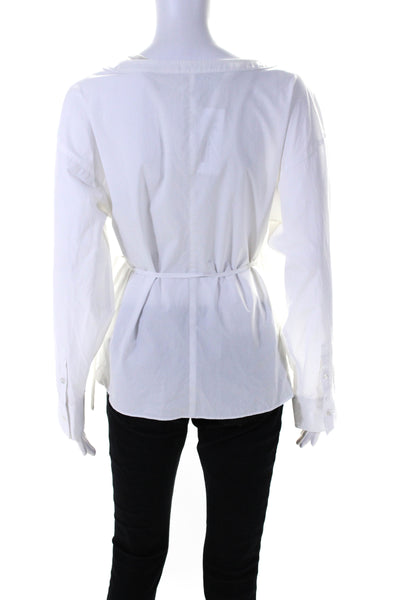 Modern Citizen Women's V-Neck 3/4 Sleeves Wrap Blouse White Size XL