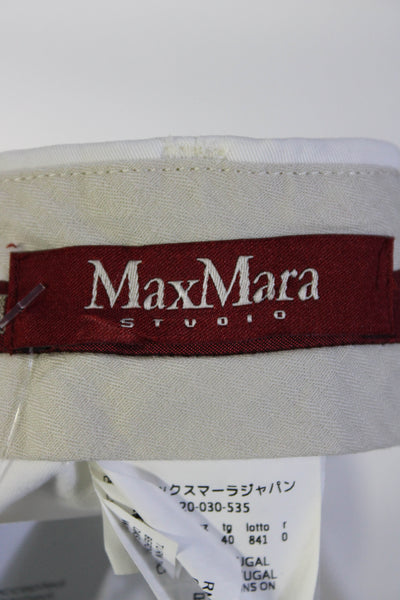 Max Mara Womens Flat Front Three Pocket Mid-Rise Tapered Pants White Size 40