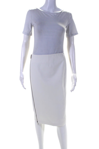 Elizabeth and James Womens Lined Zip Up Knee Length Pencil Skirt White Size 8