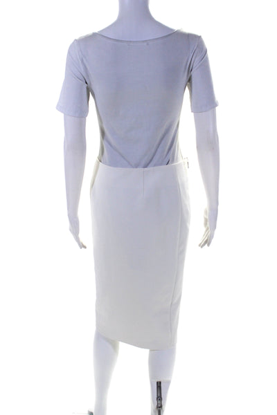 Elizabeth and James Womens Lined Zip Up Knee Length Pencil Skirt White Size 8