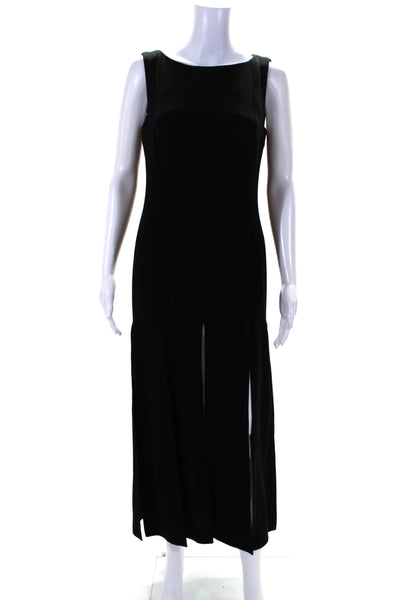 Tom And Linda Platt Womens Boat Neck Sleeveless Zip Up Slit Dress Black Sie 8