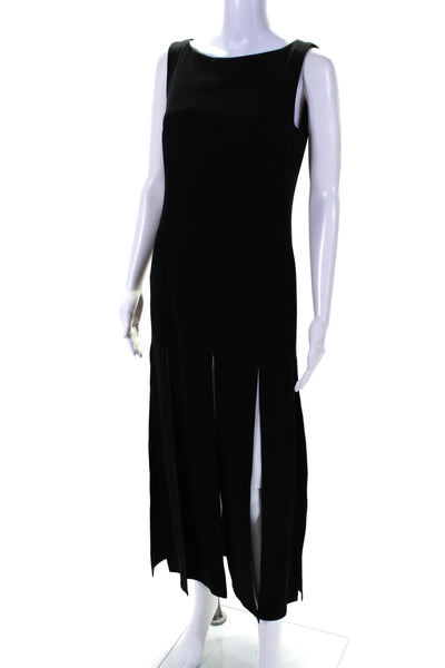 Tom And Linda Platt Womens Boat Neck Sleeveless Zip Up Slit Dress Black Sie 8