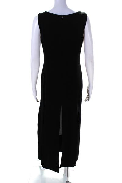 Tom And Linda Platt Womens Boat Neck Sleeveless Zip Up Slit Dress Black Sie 8