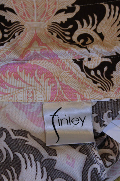 Finley Womens Paisley V Neck Long Sleeved Tied Wrap Blouse Pink Brown Size L