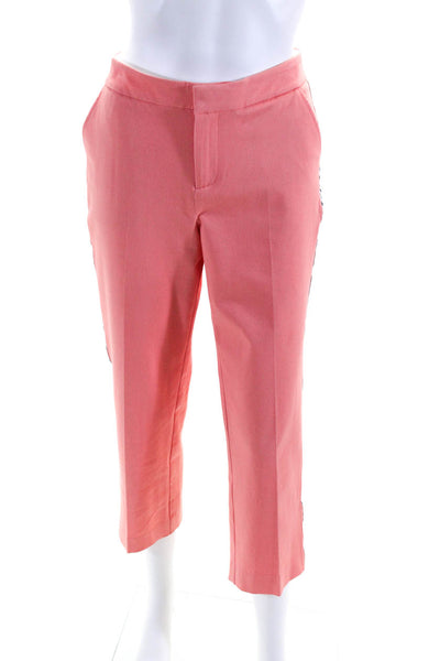 Ecru Womens Striped Side High Rise Straight Cropped Pants Coral Pink Size 25