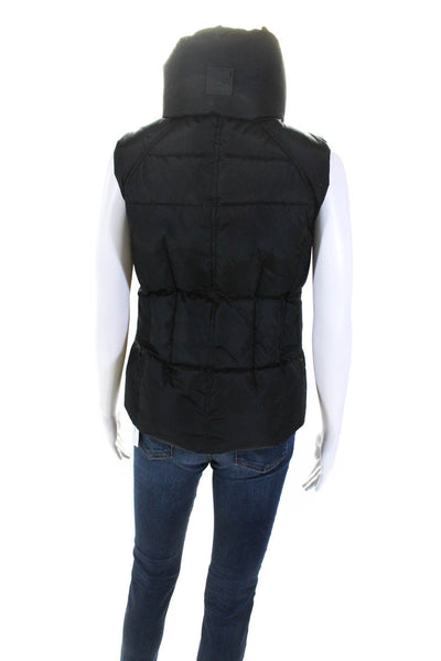SAM. Womens Front Zip Mock Neck Down Quilted Vest Jacket Black Size Small