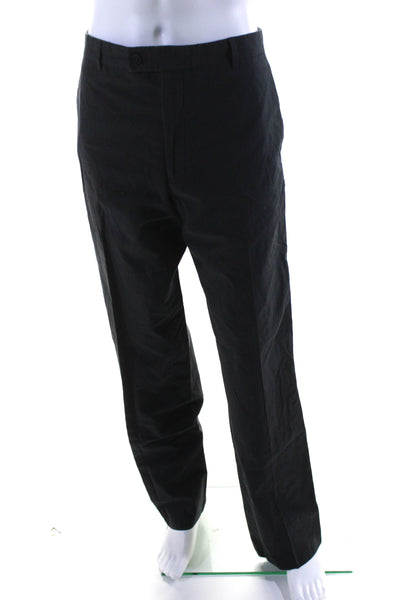 Michael Kors Mens Dark Gray Cotton Striped Pleated Straight Leg Pants Size 38
