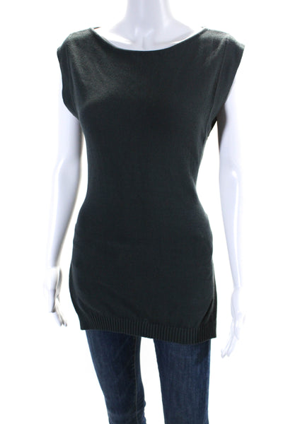 Modern Citizen Womens Cotton Belt Wrap Sleeveless Pullover Sweater Green Size S