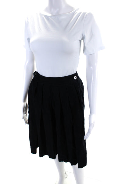 MHL Margaret Howell Womens Buttoned Pleated Slip-On Midi Skirt Navy Size 0