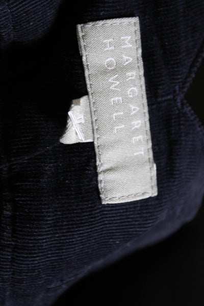 MHL Margaret Howell Womens Buttoned Pleated Slip-On Midi Skirt Navy Size 0