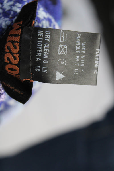 Missoni Orange Label Womens Metallic Knit Printed Beanie Hat Blue Black Pink
