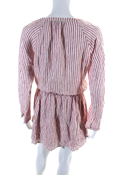 Rails Women's Long Sleeves Smocked Waist Tiered Mini Dress Stripe Size XS