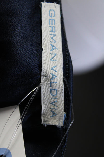German Valdivia Women's Zip Closure Faux Leather Bootcut Pant Navy Blue Size S