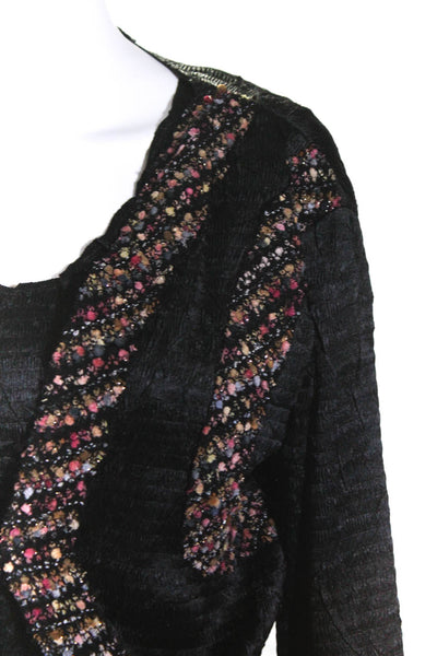 Alberto Makali Womens Vintage Plisse Satin Boucle Jacket Top Set Black Sz Large