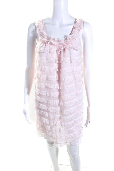St. Michael Womens Vintage Tiered Lace Tulle Shift Dress Light Pink Size Small