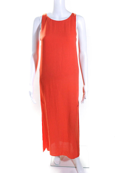 Alice + Olivia Womens High Slit Sleeveless Midi Sheath Dress Orange Size XS