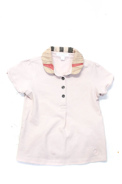 Burberry Children Childrens Girls Short Sleeves Polo Shirt Pink Cotton Size 5