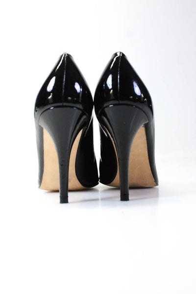 Stuart Weitzman Womens Patent Leather Peep Toe Pumps Black Size 8 Medium