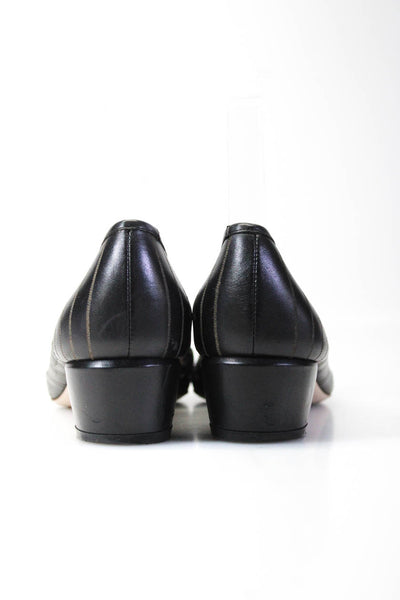 Salvatore Ferragamo Womens Leather Lasercut Pumps Black Size 8 Narrow