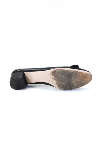 Salvatore Ferragamo Womens Leather Lasercut Pumps Black Size 8 Narrow