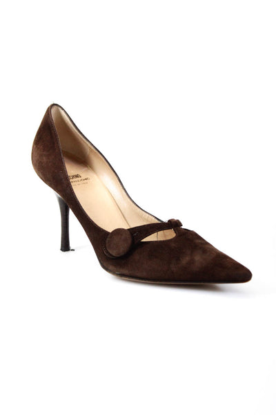 Moschino Cheap & Chic Womens Suede Pointed Toe Button Pumps Brown Size 38 8