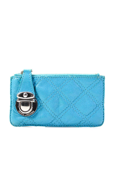 Marc Jacobs Womens Leather Quilted Keychain Coin Bag Blue