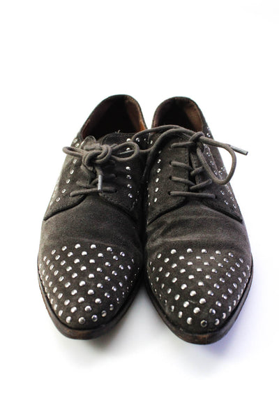 Frye Womens Dark Gray Suede Studded Lace Up Flat Oxford Shoes Size 7M