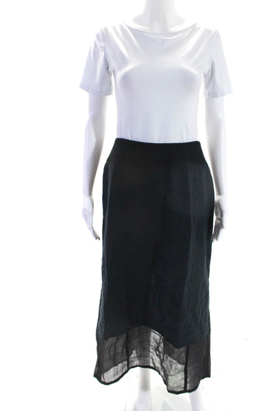 Gunex Womens 100% Hemp Colorblock Slit Back Midi A Line Skirt Blue Black Size 8