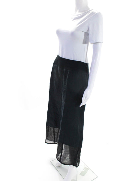 Gunex Womens 100% Hemp Colorblock Slit Back Midi A Line Skirt Blue Black Size 8