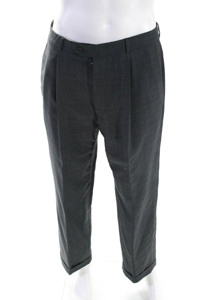 Armani Collezioni Mens Woven Straight Leg Pleated Front Dress Pants Gray Size 40
