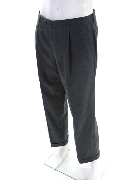 Armani Collezioni Mens Woven Straight Leg Pleated Front Dress Pants Gray Size 40