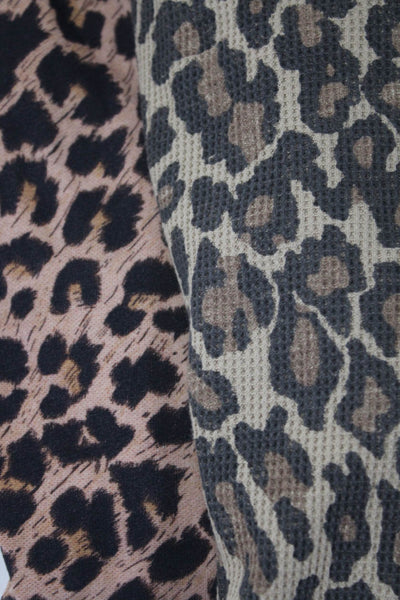 Splendid Allsaints Womens Leopard Print Long Sleeved Shirts Brown Size L Lot 2