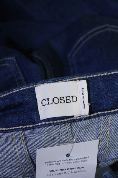 Closed Womens Cotton Button Zipped High-Rise Straight Leg Jeans Blue Size EUR24