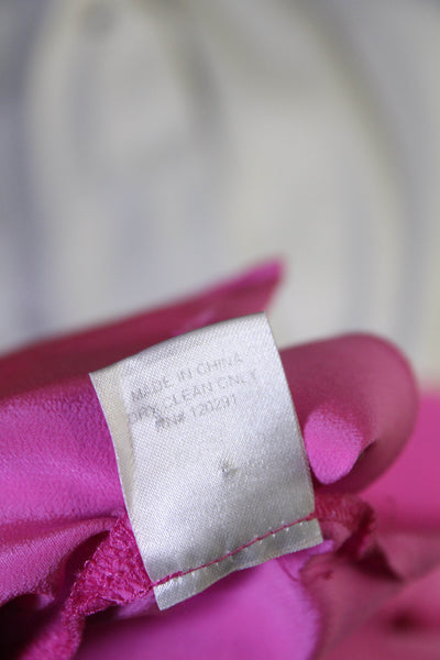 Mason Women's V-Neck Short Sleeves Silk Slit Hem Blouse Pink Size 10