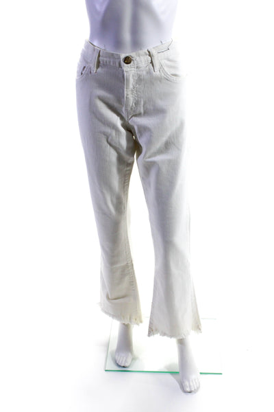 Current/Elliott Women's Five Pockets Raw Hem Bootcut Denim Pant White Size 30