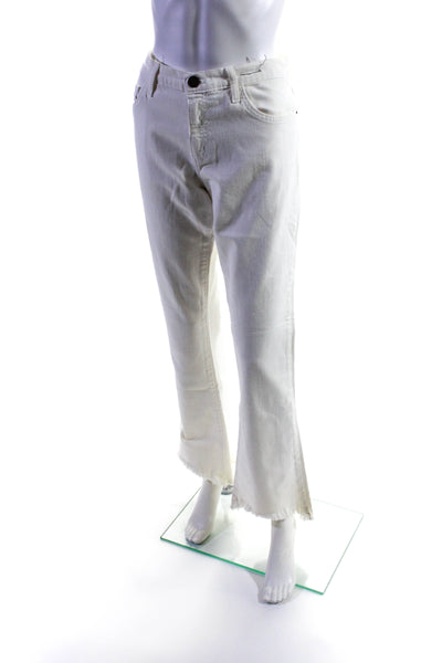 Current/Elliott Women's Five Pockets Raw Hem Bootcut Denim Pant White Size 30