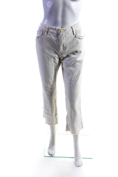 Frame Women's Midrise Five Pockets Straight Leg Denim Pant White Size 30