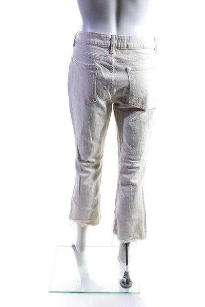 Frame Women's Midrise Five Pockets Straight Leg Denim Pant White Size 30