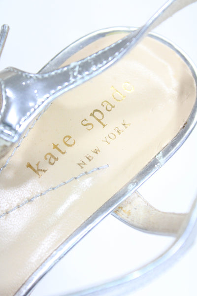 Kate Spade New York Womens Stiletto Strappy Sandals Silver Patent Leather 6B